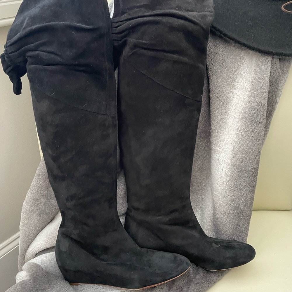 Over the knee black suede Elie Tahari boots 7